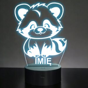 Lampka Nocna LED Z Imieniem Słodka Panda Czerwona dla Dzieci na Prezent v.1