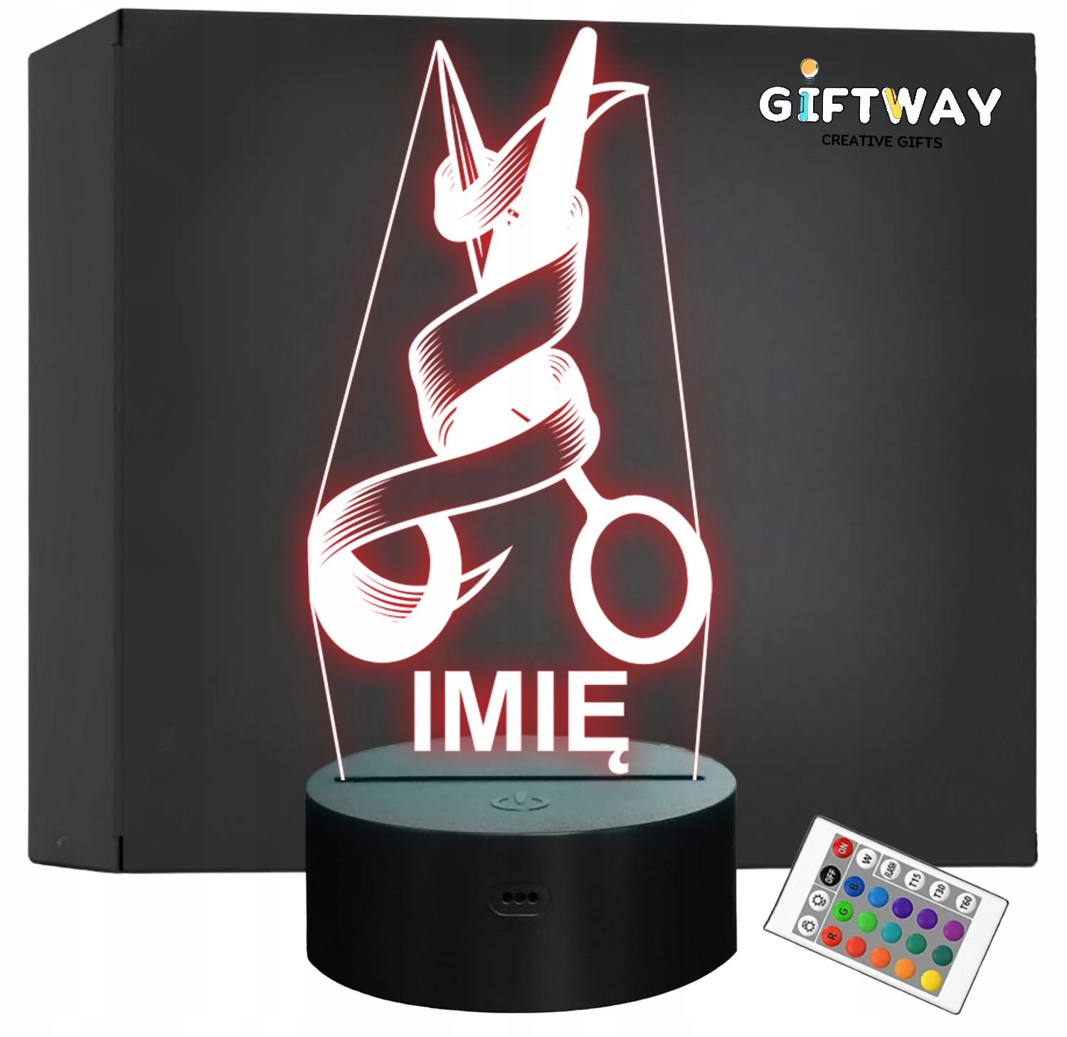 Lampka Nocna LED Imię Statuetka Barber Nożyczki Fryzjerskie Prezent Grawer Lampka Nocna LED Imię Statuetka Barber Nożyczki Fryzjerskie Prezent Grawer