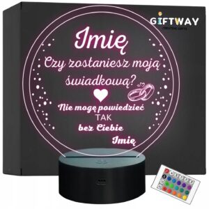Lampka Nocna LED Statuetka Pytanie o Świadkowanie Świadkowa Prezent Grawer