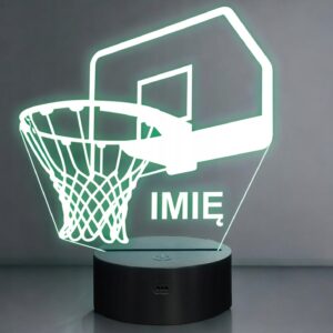 Lampka Nocna LED Z Imieniem Grawer Kosz Koszykówka Sport na Prezent v.2
