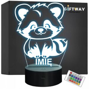 Lampka Nocna LED Z Imieniem Słodka Panda Czerwona dla Dzieci na Prezent v.1