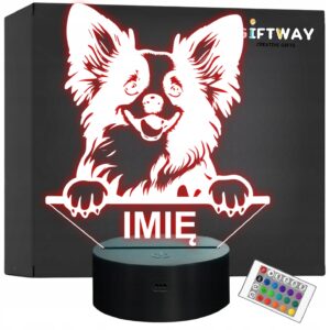 Lampka Nocna LED Papillon Rasa Psa z Imieniem na Prezent