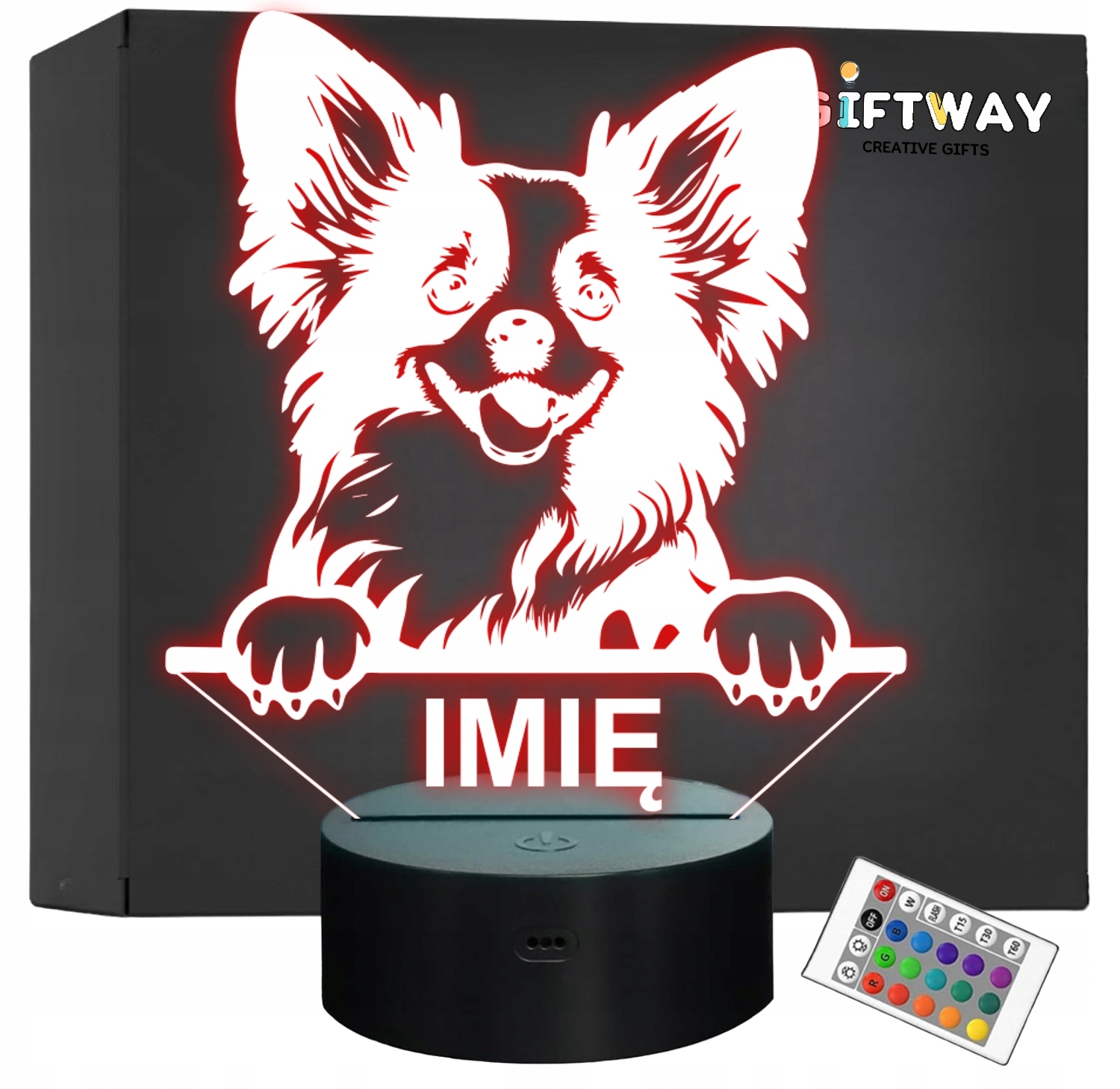 Lampka Nocna LED Papillon Rasa Psa z Imieniem na Prezent Lampka Nocna LED Papillon Rasa Psa z Imieniem na Prezent