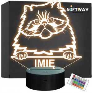 Lampka Nocna LED Colorpoint Persian Rasa Kota z Imieniem na Prezent