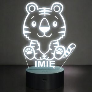 Lampka Nocna LED Z Imieniem Słodki Tygrys Tygrysek dla Dzieci na Prezent