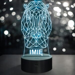Lampka Nocna LED 3D Z Imieniem Grawer Hipopotam na Prezent
