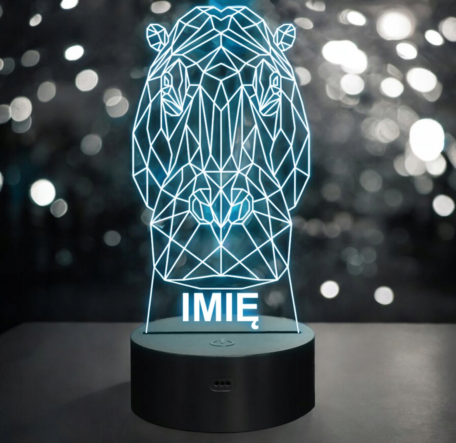 Lampka Nocna LED 3D Z Imieniem Grawer Hipopotam na Prezent Lampka Nocna LED 3D Z Imieniem Grawer Hipopotam na Prezent