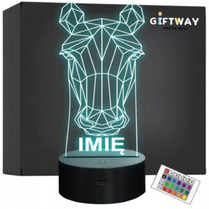 Lampka Nocna LED 3D Z Imieniem Grawer Koń Konik na Prezent Personalizowana
