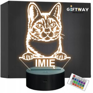 Lampka Nocna LED Manx Rasa Kota z Imieniem na Prezent