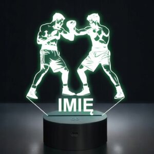 Lampka Nocna LED Z Imieniem Grawer Bokserzy Boks Sport na Prezent