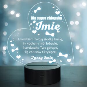 Lampka Nocna LED Statuetka Pamiątka Dzień Chłopaka na Prezent Grawer