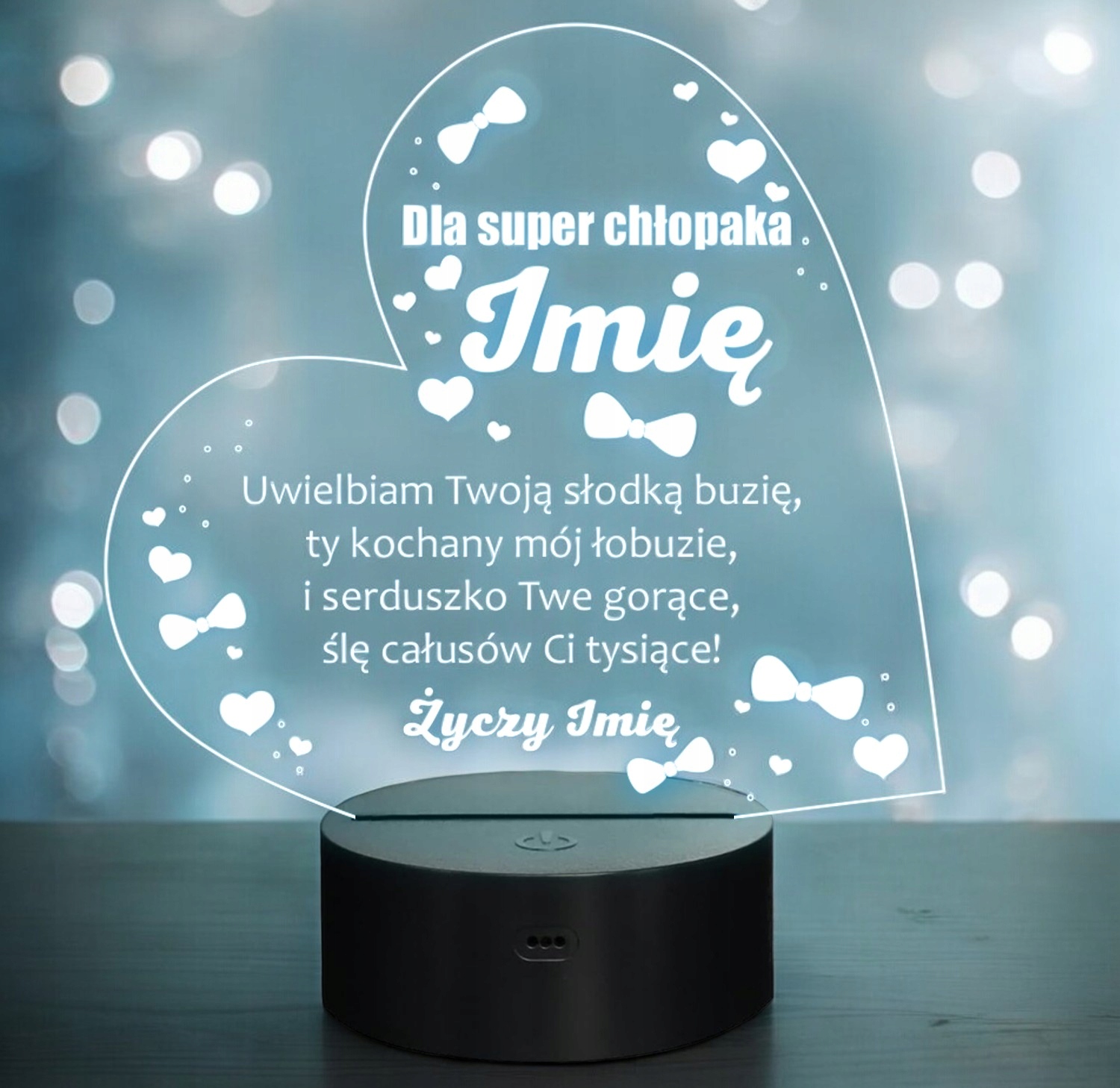 Lampka Nocna LED Statuetka Pamiątka Dzień Chłopaka na Prezent Grawer Lampka Nocna LED Statuetka Pamiątka Dzień Chłopaka na Prezent Grawer