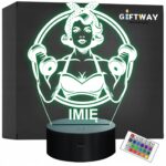 Lampka Nocna LED Imię Kulturystka Pop Art Sport Hantle na Prezent Grawer