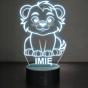 Lampka Nocna LED Z Imieniem Słodki Lew dla Dzieci na Prezent