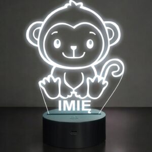 Lampka Nocna LED Z Imieniem Słodka Małpa Małpka dla Dzieci na Prezent