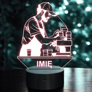 Lampka Nocna LED Imię Statuetka Zawód Barista na Prezent Grawer