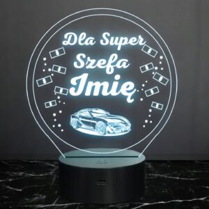 Lampka Nocna LED Statuetka Dla Super Szefa na Prezent Grawer