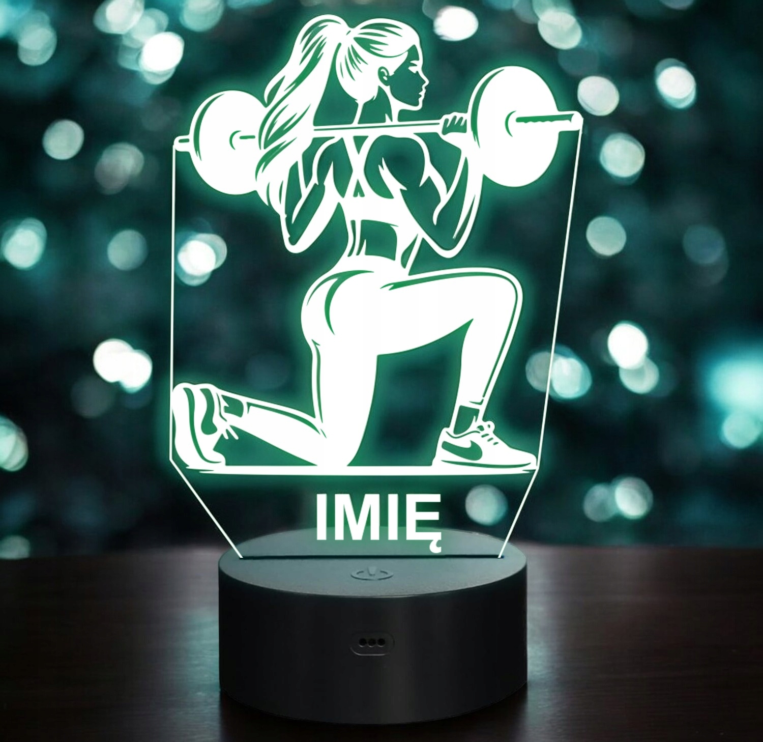 Lampka Nocna LED Imię Kulturystka Siłownia Sztanga na Prezent Grawer v.1 Lampka Nocna LED Imię Kulturystka Siłownia Sztanga na Prezent Grawer v.1