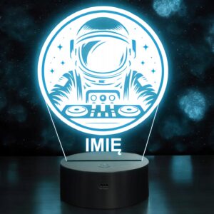 Lampka Nocna LED Statuetka Astronauta DJ na Prezent Grawer v.4