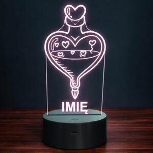 Lampka Nocna LED Imię Statuetka Serce Eliksir Pastel Goth Prezent Grawer v2