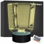 Lampka Nocna LED Imię Statuetka Akordeon Muzyka Instrument Prezent Grawer