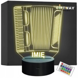 Lampka Nocna LED Imię Statuetka Akordeon Muzyka Instrument Prezent Grawer