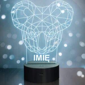 Lampka Nocna LED 3D Z Imieniem Grawer Miś Koala na Prezent Personalizowana