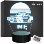 Lampka Nocna LED Imię Wóz Policyjny Radiowóz na Prezent Grawer v.5