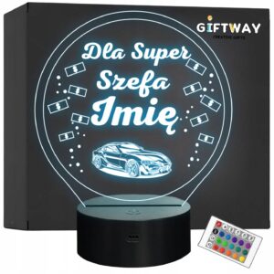 Lampka Nocna LED Statuetka Dla Super Szefa na Prezent Grawer