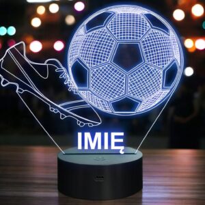Lampka Nocna LED Piłka Nożna z Imieniem Grawer Personalizowana na Prezent