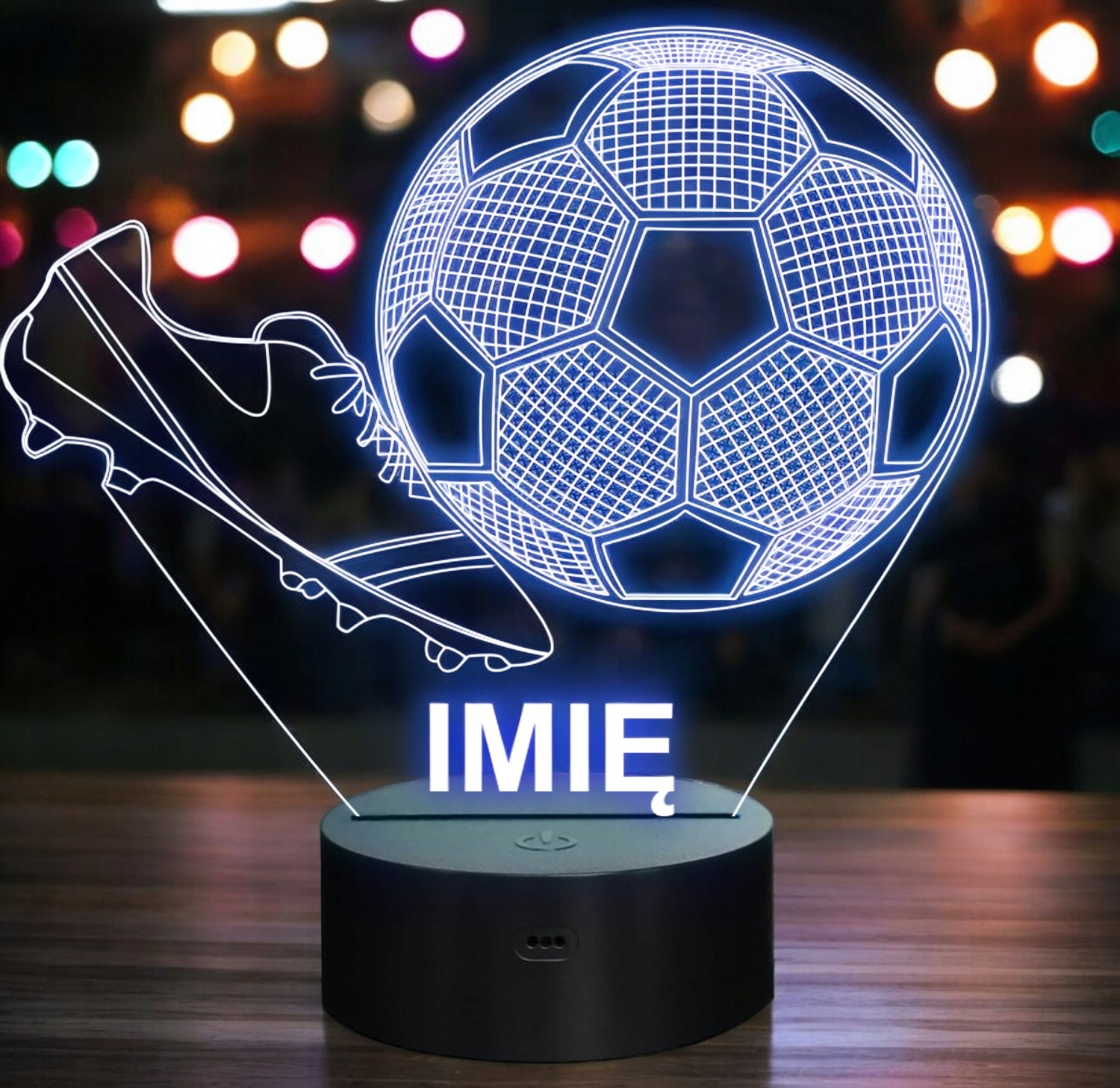 Lampka Nocna LED Piłka Nożna z Imieniem Grawer Personalizowana na Prezent