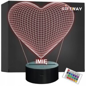Lampka Nocna LED Serce 3D Iluzja Prezent Miłosny na Walentynki