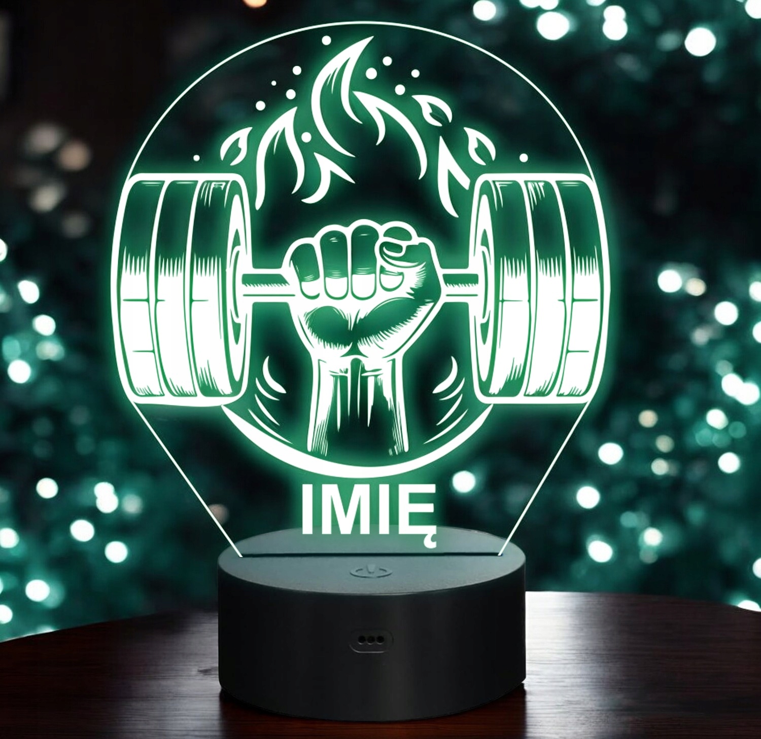 Lampka Nocna LED Imię Ręka Siłownia Sport Hantle na Prezent Grawer v.2 Lampka Nocna LED Imię Ręka Siłownia Sport Hantle na Prezent Grawer v.2