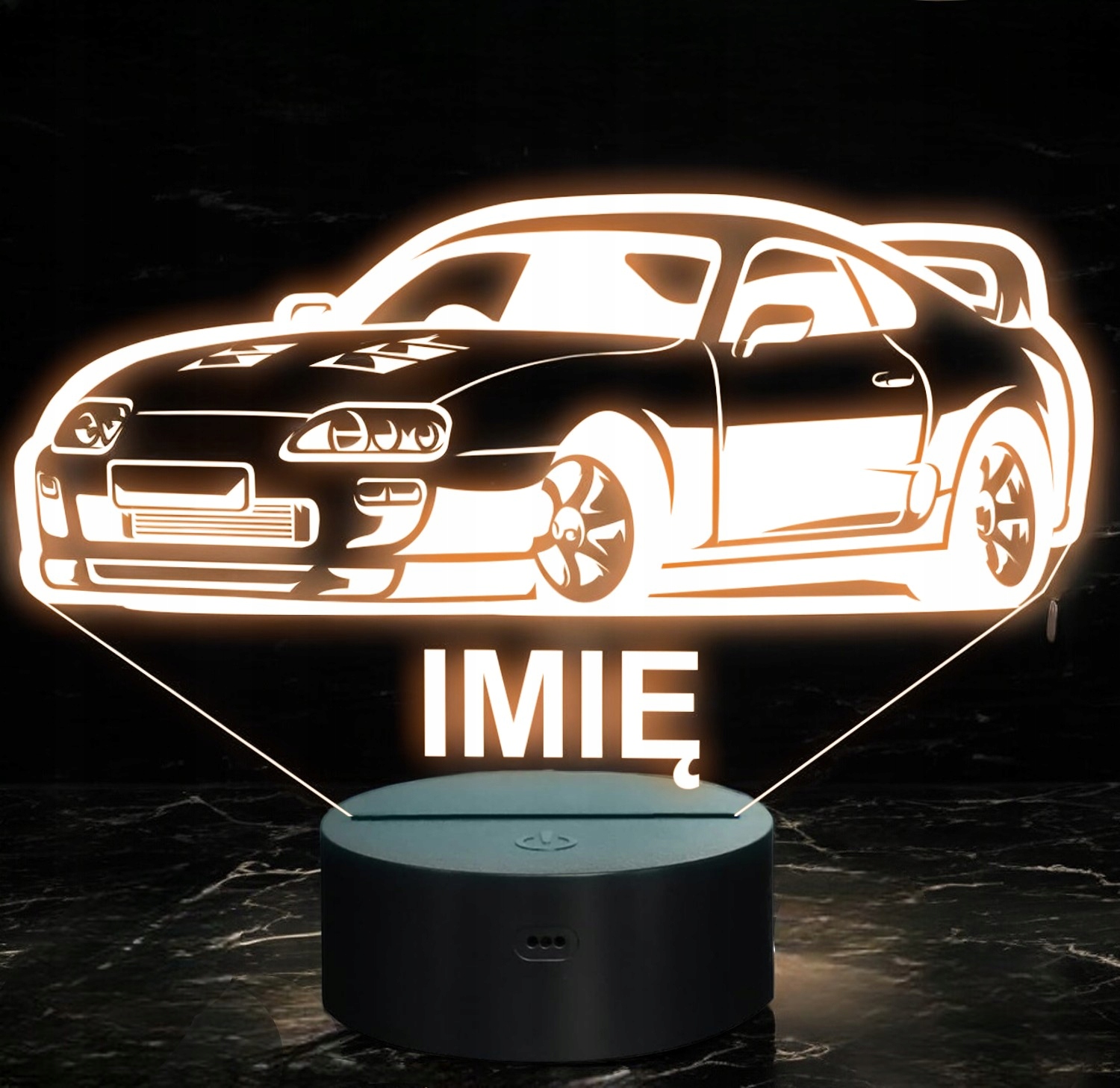 Lampka Nocna LED Imię Statuetka Samochód Auto Supra na Prezent Grawer