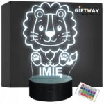 Lampka Nocna LED Z Imieniem Słodki Lew dla Dzieci na Prezent Grawer