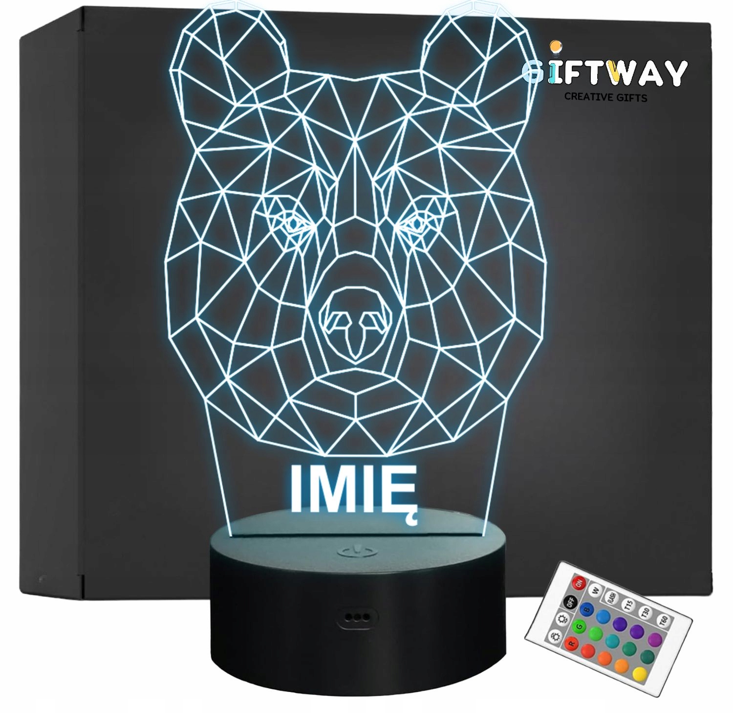 Lampka Nocna LED 3D Z Imieniem Grawer Niedźwiedź Personalizowana na Prezent Lampka Nocna LED 3D Z Imieniem Grawer Niedźwiedź Personalizowana na Prezent