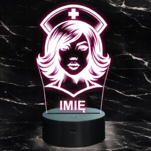 Lampka Nocna LED Statuetka Pielęgniarka Postać Zawód na Prezent Grawer v.3