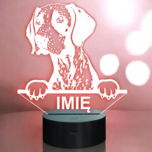 Lampka Nocna LED Wyżeł niemiecki Rasa Psa z Imieniem na Prezent v.1