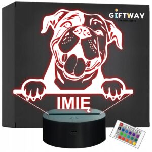 Lampka Nocna LED Buldog kontynentalny Rasa Psa z Imieniem na Prezent