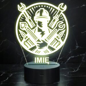 Lampka Nocna LED Statuetka Elektryk Narzędzia Zawód na Prezent Grawer v.2