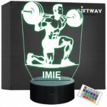 Lampka Nocna LED Imię Sylwetka Kulturysta Siłownia Sztanga Prezent Grawer