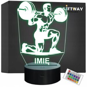 Lampka Nocna LED Imię Sylwetka Kulturysta Siłownia Sztanga Prezent Grawer