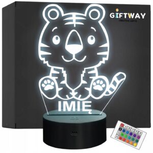 Lampka Nocna LED Z Imieniem Słodki Tygrys Tygrysek dla Dzieci na Prezent