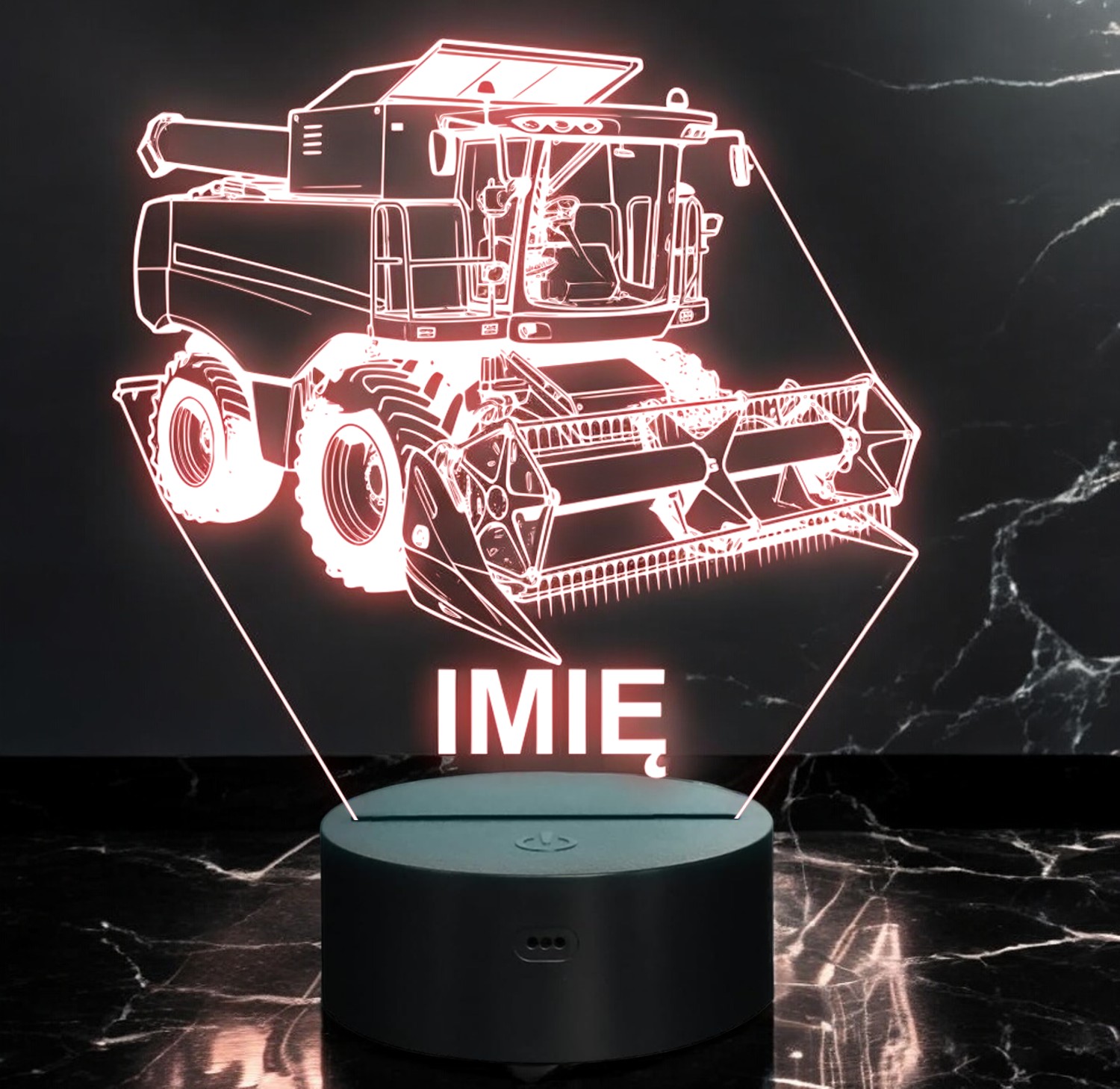 Lampka Nocna LED Imię Statuetka Kombajn Rolnik na Prezent Grawer Lampka Nocna LED Imię Statuetka Kombajn Rolnik na Prezent Grawer