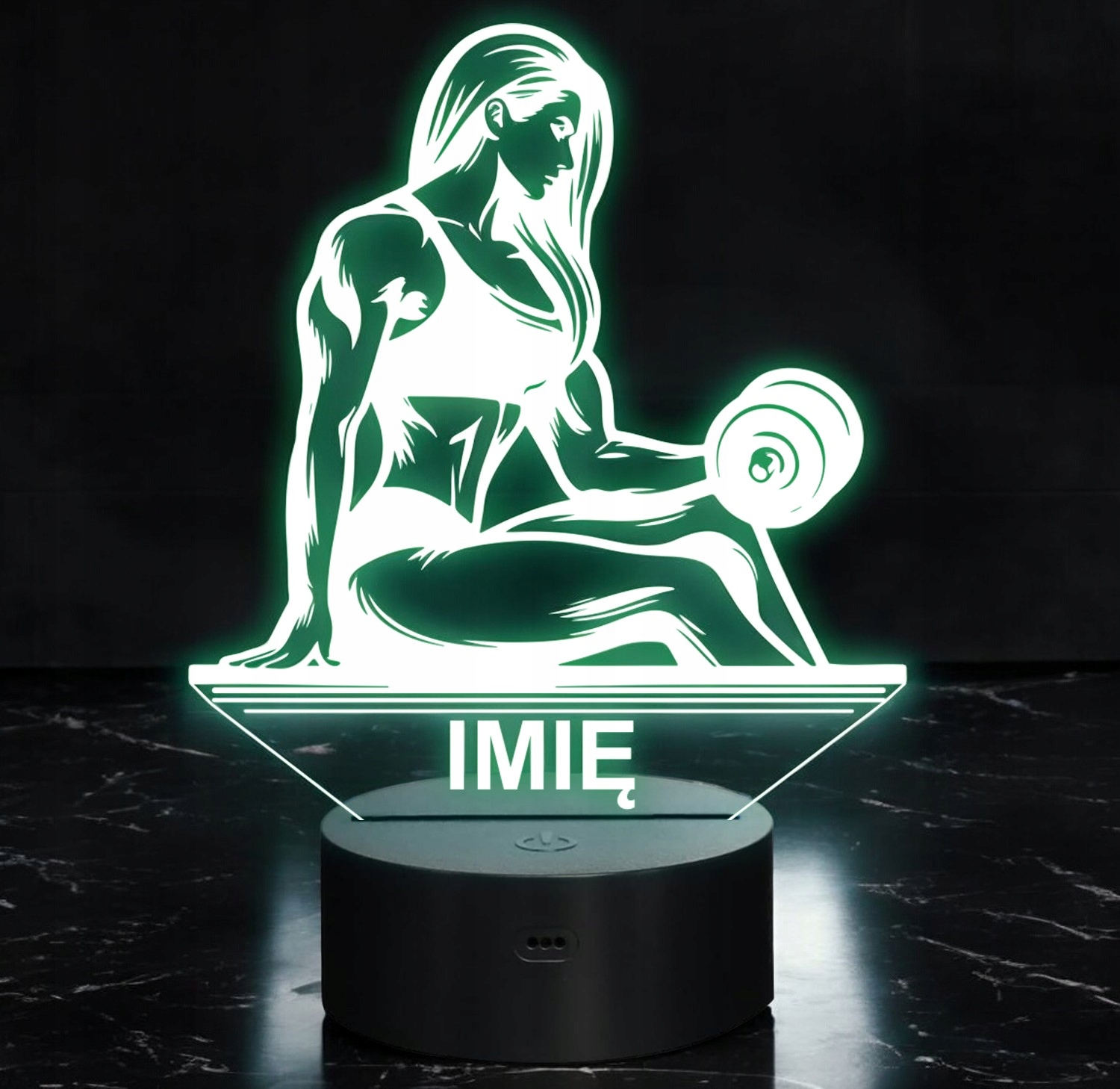 Lampka Nocna LED Imię Kulturystka Siłownia Hantle na Prezent Grawer v.2 Lampka Nocna LED Imię Kulturystka Siłownia Hantle na Prezent Grawer v.2