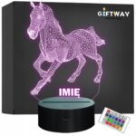 Lampka Nocna LED Koń 3D Iluzja Z Imieniem Personalizowana dla Dziecka