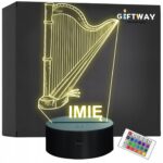 Lampka Nocna LED Imię Statuetka Harfa Instrument na Prezent Grawer