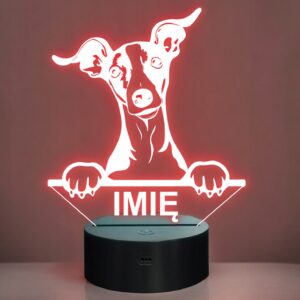 Lampka Nocna LED Charcik włoski Rasa Psa z Imieniem na Prezent