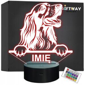 Lampka Nocna LED Seter irlandzki Rasa Psa z Imieniem na Prezent