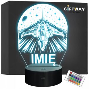 Lampka Nocna LED Imię Statek Kosmiczny na Prezent Grawer v.1